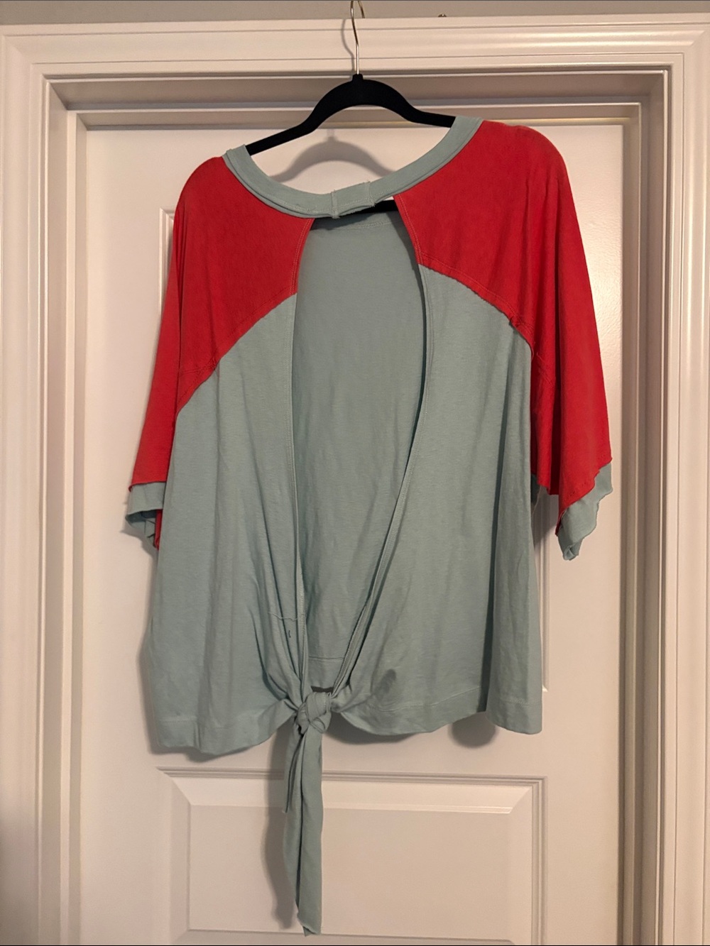 Women's Two-Tone open back with tie  in Coral and Sage